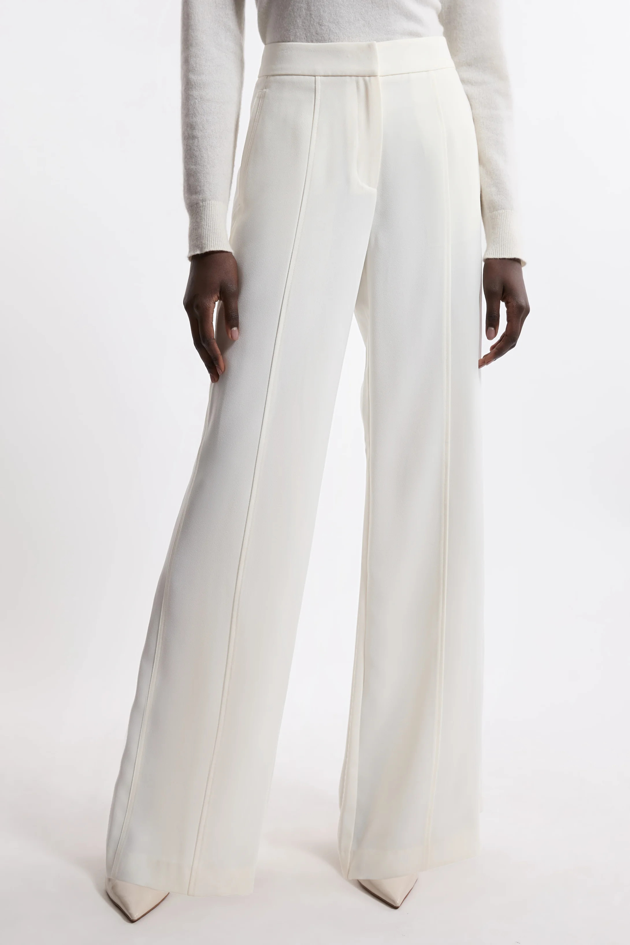 Tailored Crepe Seam Detail Straight Leg Trousers | Karen Millen UK + IE + DE + NL