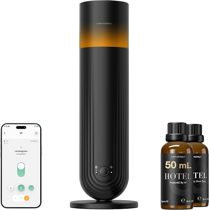 Airversa U1 Smart Tower Waterless Diffuser Starter Kit for Room, Black | Amazon (US)