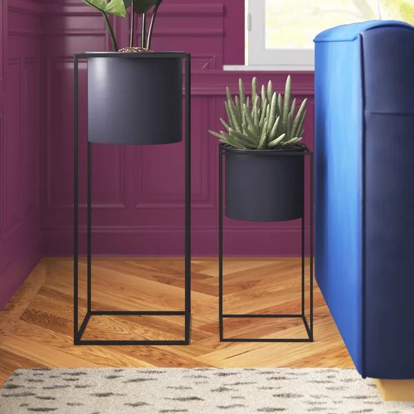 Timsbury 2 - Piece Metal Pot Planter Set | Wayfair North America