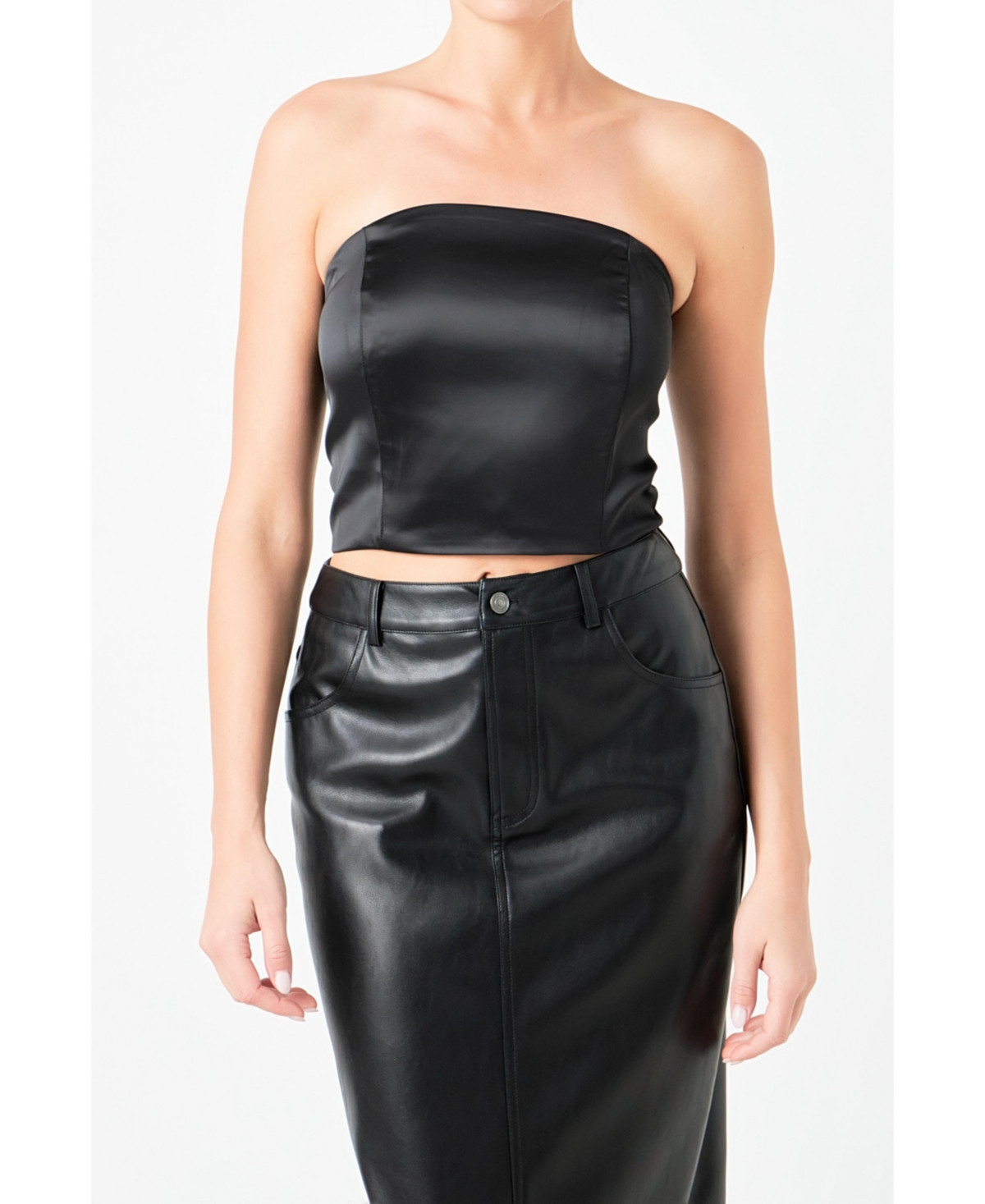 endless rose Women's Satin Strapless Curved Bustier - Black | Macy's