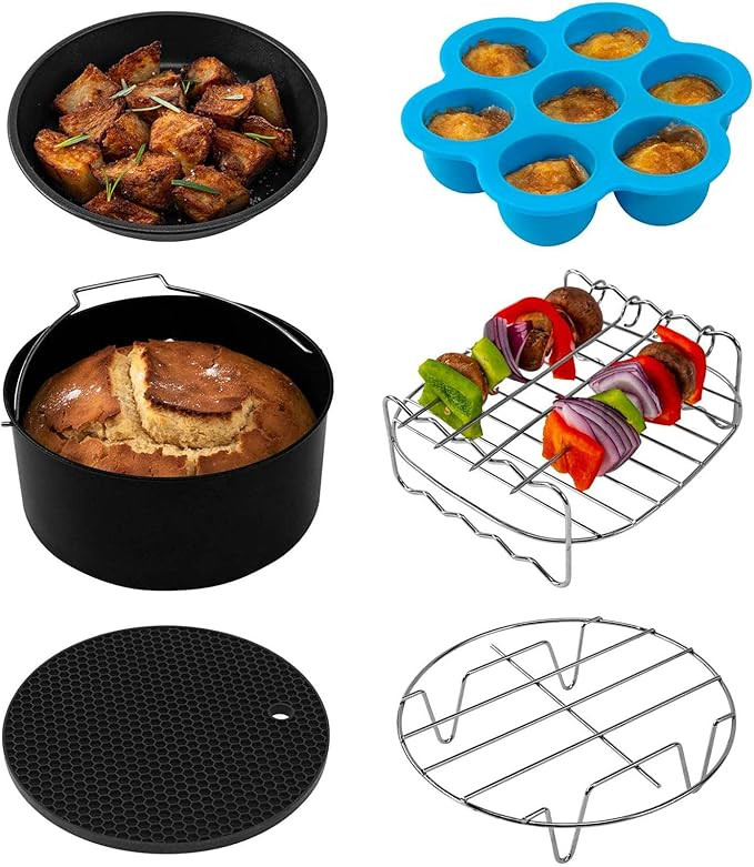 COSORI Air Fryer Accessories, Set of 6 Fit for Most 3.7Qt and Larger Oven Cake & Pizza Pan, Metal... | Amazon (US)