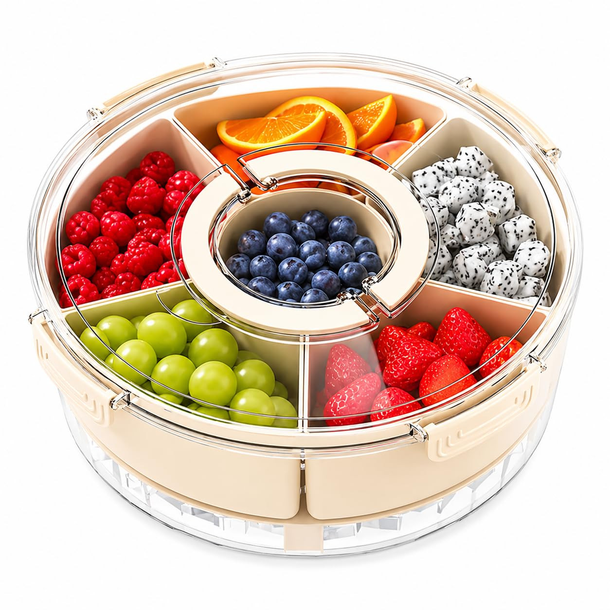 Divided Serving Tray with Lid, Handle and Chill Base, Portable 6 Compartment Snackle Box Containe... | Amazon (US)