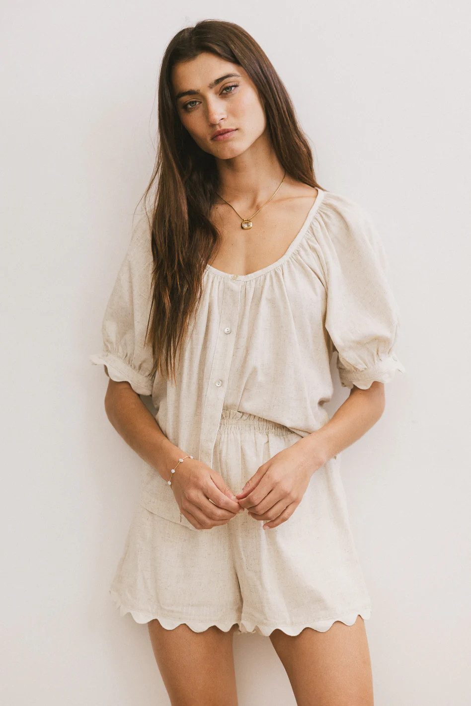 Owen Scalloped Top in Oatmeal | Böhme US