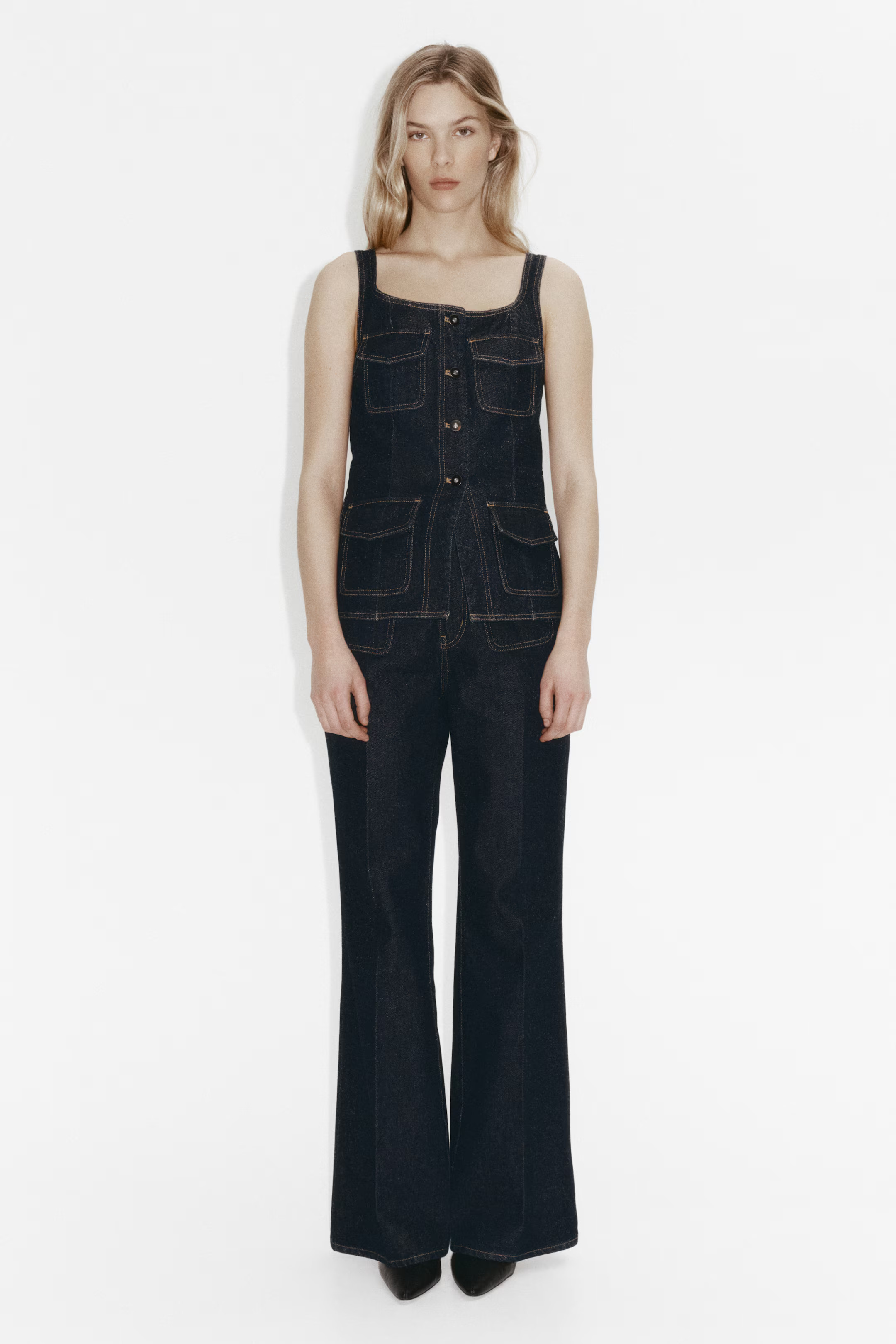 Denim Button-Front Top | H&M (US + CA)