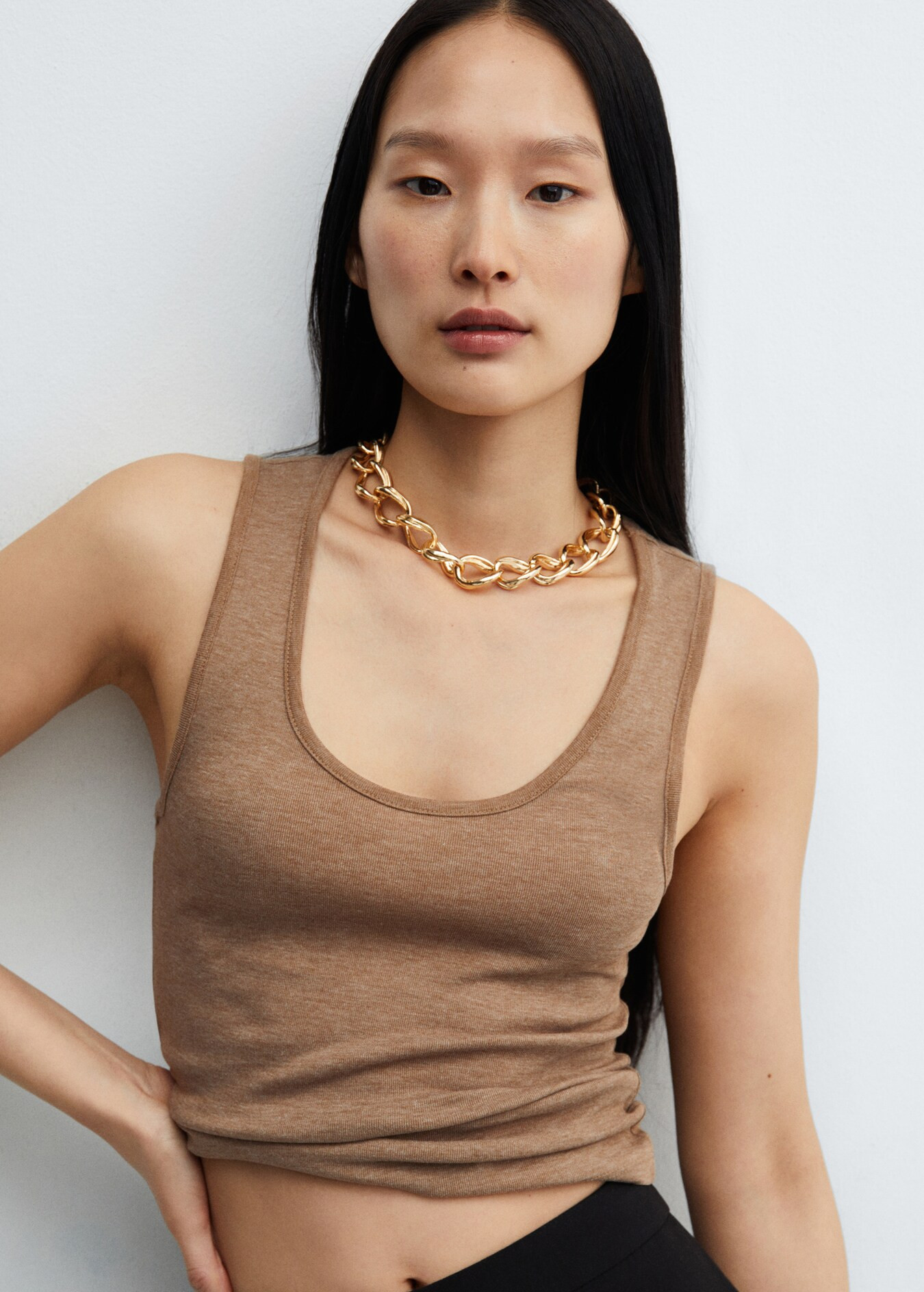 Knitted top with wide straps - Woman | MANGO USA | MANGO (US)