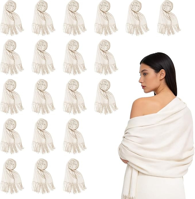 Upriver 20pcs Wedding Shawls with Fringes Bulk Wedding Scarf Shawl for Guests Wedding Favor Brida... | Amazon (US)