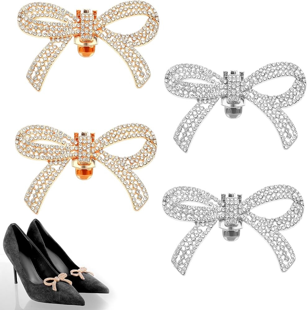 Giantree 2 Pairs of Shoe Clips, Bow Shoe Clips, Rhinestone Shoe Clips, Detachable Classic Fashion... | Amazon (US)