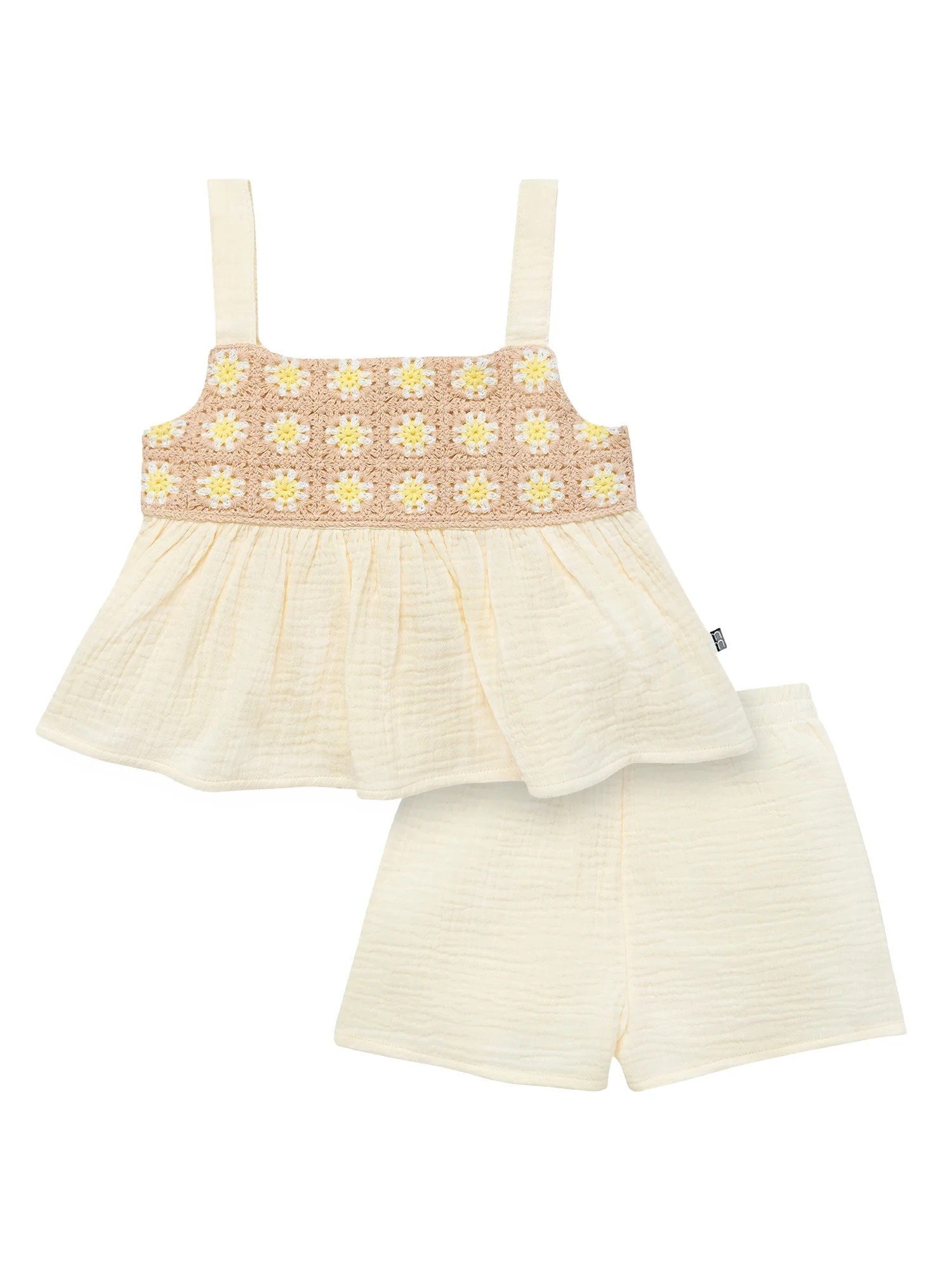 Modern Moments Toddler Girl Crochet Yoke Short Set, 2-Piece, Sizes 12M-5T - Walmart.com | Walmart (US)