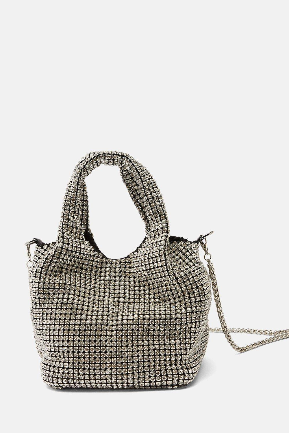 Premium Crystal Embellished Slouchy Bucket Bag | Karen Millen | Karen Millen UK + IE + DE + NL
