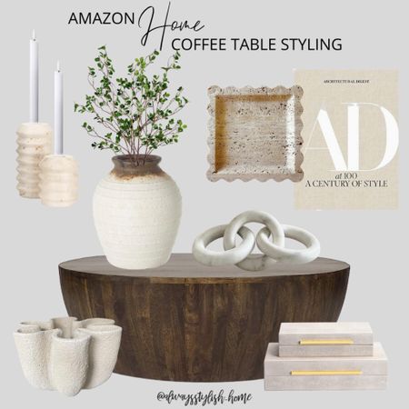 Amazon Home - easy coffee table styling with a few essentials like beautiful coffee table books, sculptural pieces, greenery, trays, vase, bowl and candlesticks. Stick to items in the same hue to mix-and-match to create new table scapes! #founditonamazon #coffeetable

#LTKhome