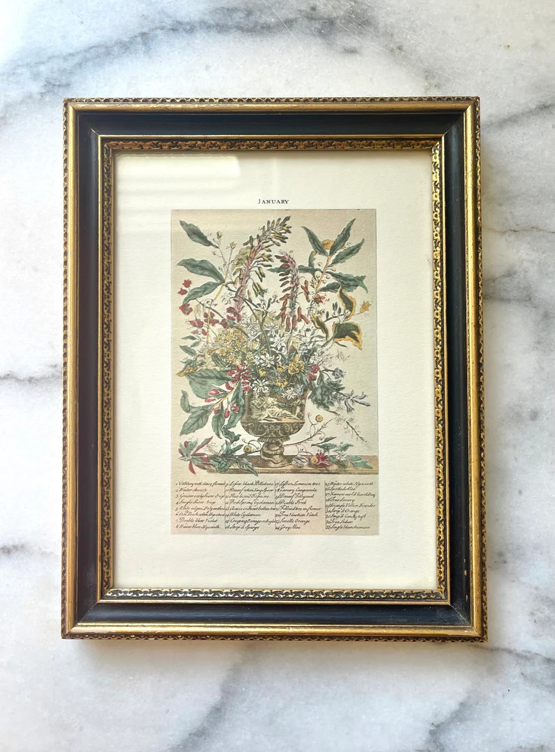Vintage Robert Furber 12 Months of Flowers Art, Vintage Floral Art, Framed Floral Art, Cottage Fl... | Etsy (US)