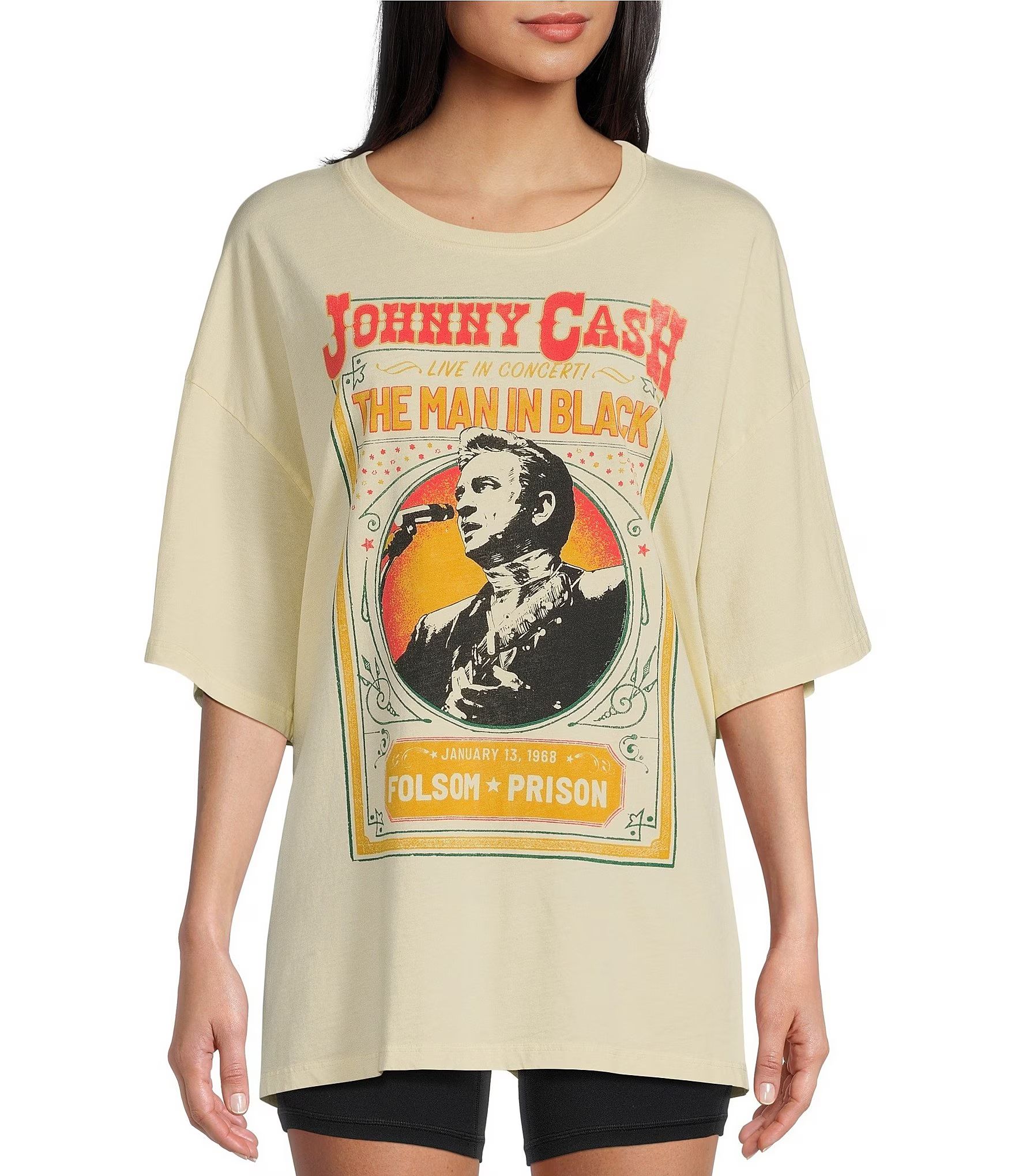 Johnny Cash Live In Concert Oversized Graphic Tee Shirt | Dillard's