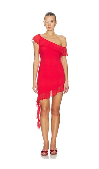 Reyen Frill Mini Dress in Red Polka Dot | Revolve Clothing (Global)