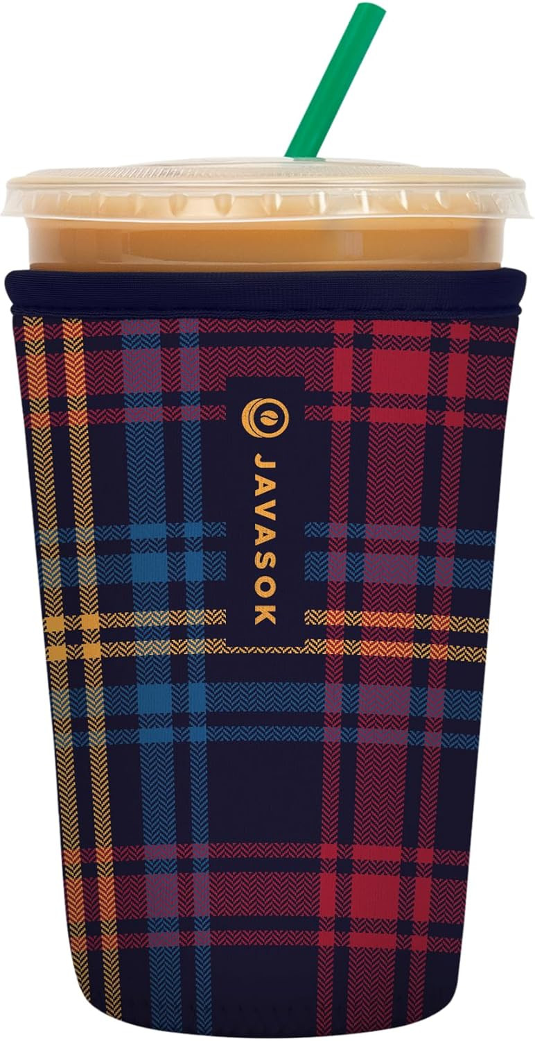 Sok It Java Sok Iced Coffee & Cold Soda Insulated Neoprene Cup Sleeve (Tartan Royale, Medium: 22-... | Amazon (US)