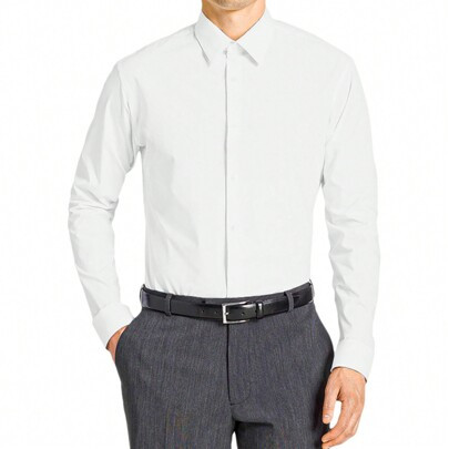 Mens Dress Shirt Slim Fit Solid Colors Button Up Long Sleeve Shirt | SHEIN