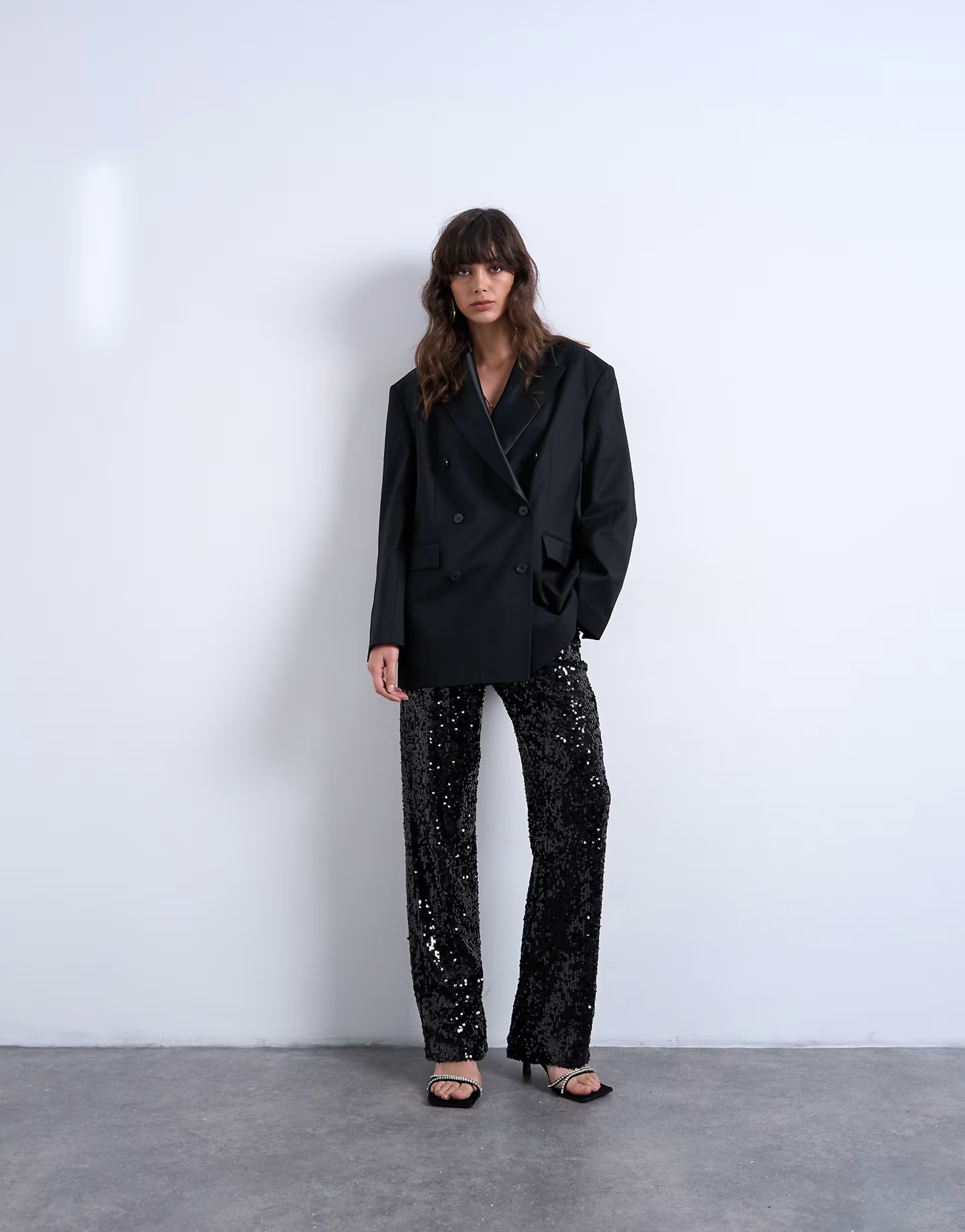 Topshop sequin tailored trouser in black | ASOS (Global)