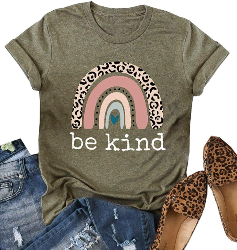 Be Kind T Shirts Women Graphic Short Sleeve Summer Tops Loose Casual Teacher Tees | Amazon (US)