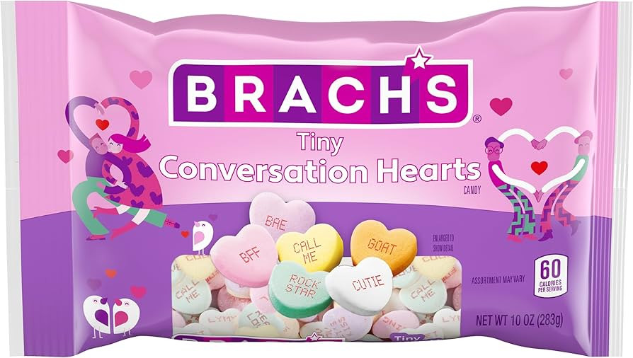 Brach's Tiny Conversation Hearts, Valentine's Day Candy, Heart Shaped Candy, 10 Ounce | Amazon (US)