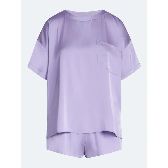 Hero image 5 of Joyspun Women’s Short Sleeve Stretch Satin Top and Shorts Pajama Set, 2-Piece, ... | Walmart (US)
