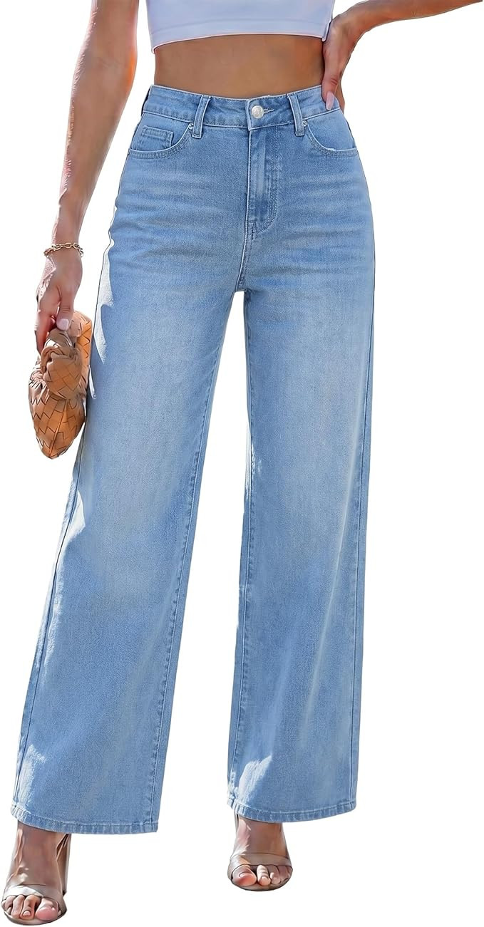 LookbookStore Wide Leg Jeans for Women High Waisted Stretchy Denim Jeans Fashion Baggy Trouser Je... | Amazon (US)