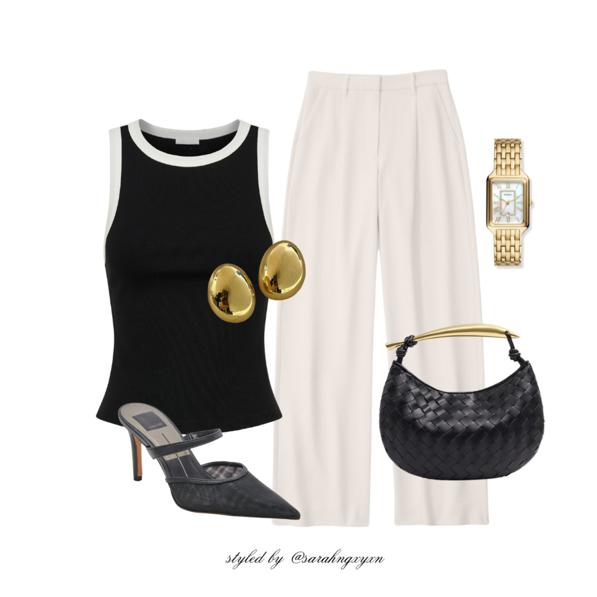 this outfit + an espresso martini in hand 🤌🏽🤌🏽 all accessories are from amazon!
tags: black and white outfit, trousers, gold accessories, contrast hem top, elegant

#LTKstyletip