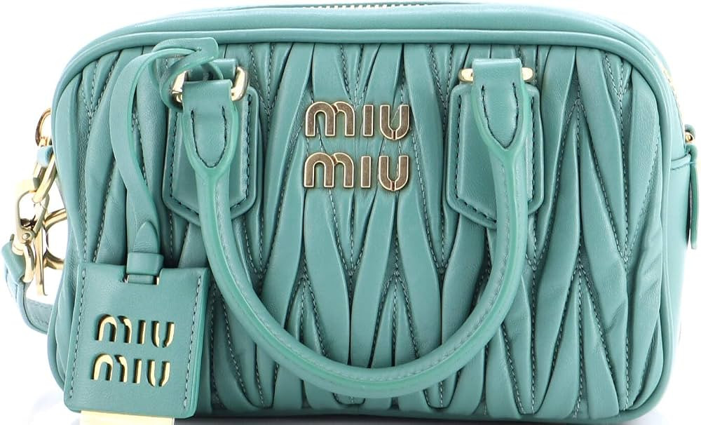 Amazon.com: Miu Miu, Pre-Loved Arcadie Top Handle Bag Matelasse Leather Regular, Green : Amazon L... | Amazon (US)