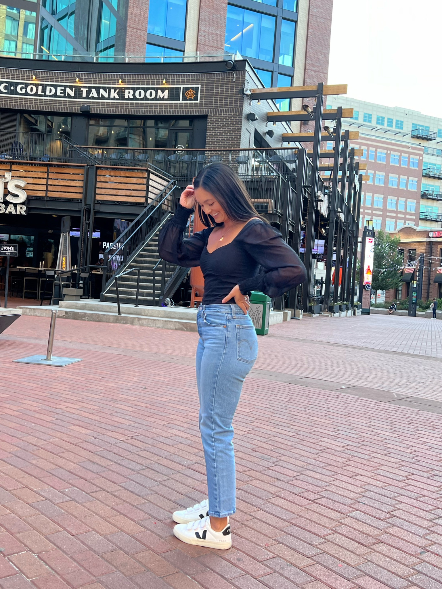 Fall outfit. Black shirt. Abercrombie top. Levis jeans. White sneakers. Velcro sneakers. Veja sneakers. 

Top is small. I’d size up! I didn’t and it still fits fine in a small, but I could have worn a medium. 

Jeans and shoes TTS 

#LTKSeasonal #LTKtravel #LTKstyletip