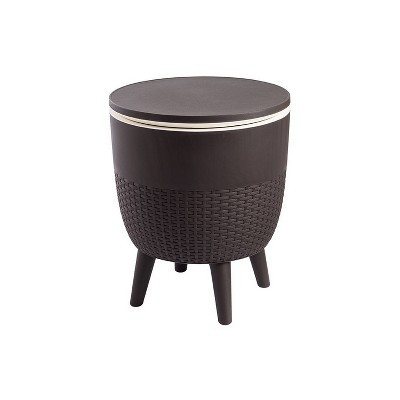 Lagoon Cancun 2-In-1 Outdoor Side Table Brown: Resin Cooler Table with Storage, Weather-Resistant | Target