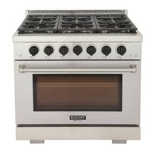 Kucht Pro-Style 36 in. 5.2 cu.ft. Propane Gas Range with 21000 Power Burner Convection Oven in St... | The Home Depot