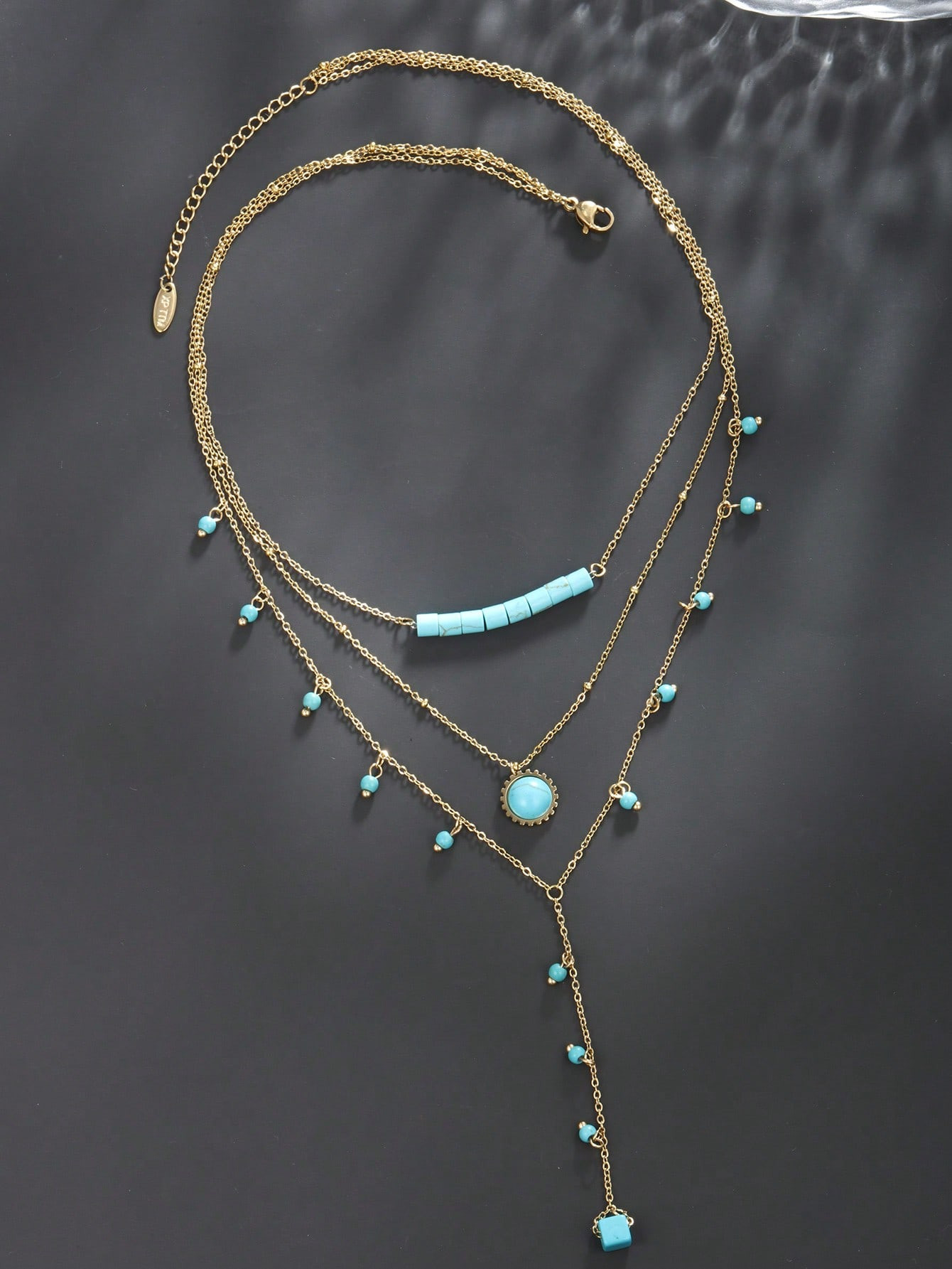 XUPING JEWELRY 1pc European And American Bohemian Style Turquoise Pendant Multi-Layer Stainless S... | SHEIN