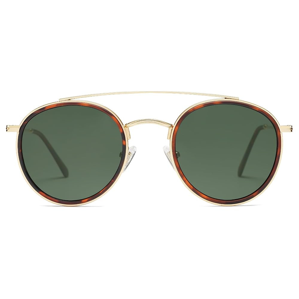 SOJOS Retro Vintage Round Polarized Sunglasses for Women Men Small Double Bridge Circle Sunnies S... | Amazon (US)