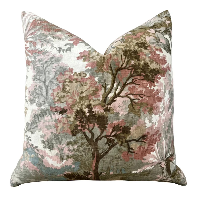 Lincoln Pillow in Blush and Beige. Designer Pillows, Botanical Pillow Covers, Accent Beige and So... | Etsy (US)