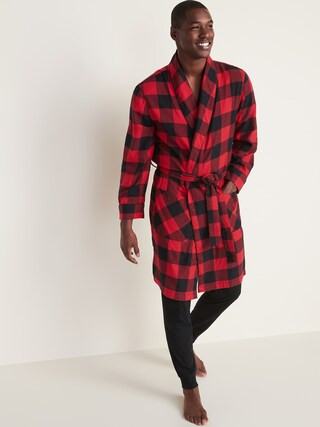 Plaid Flannel Tie-Belt Robe for Men | Old Navy (US)