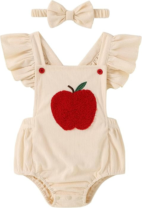 GEMLON Newborn Girl Clothes Ruffled Sleeveless Embroidery Romper 0-18M | Amazon (US)
