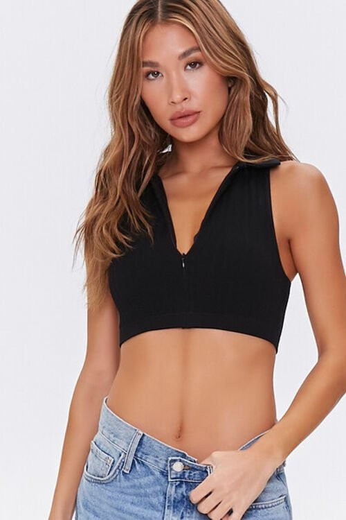 Collared Zip-Up Bralette | Forever 21 (US)