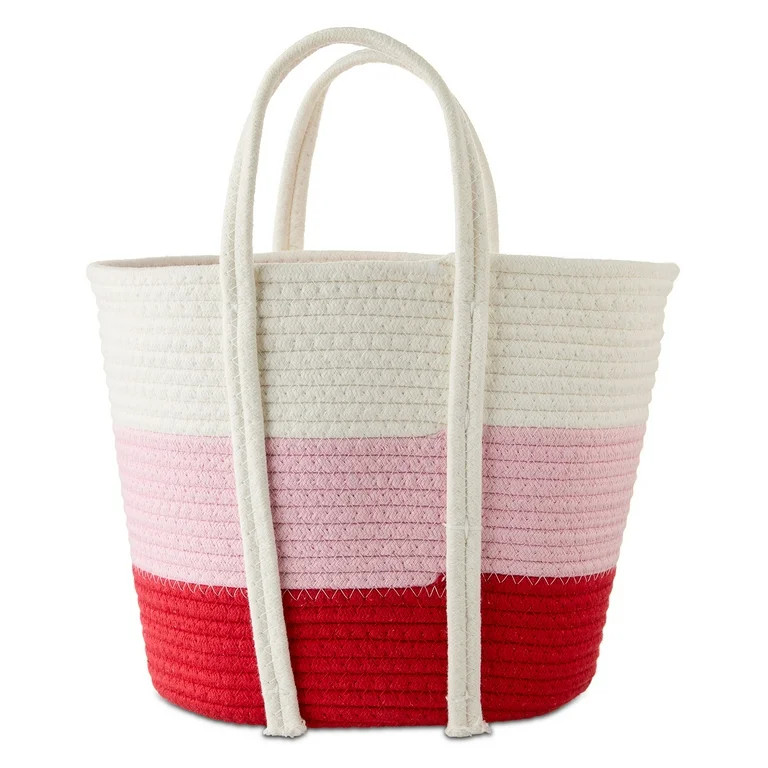 Cotton Rope Basket, Multicolor, 12" x 14", Valentine's Day by Way To Celebrate | Walmart (US)