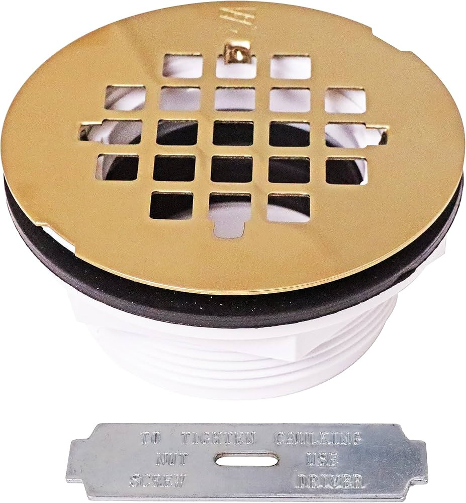 Westbrass D206P-01 2" No-Caulk PVC Compression Shower Drain with 4-1/4" Round Grid Cover, Polishe... | Amazon (US)