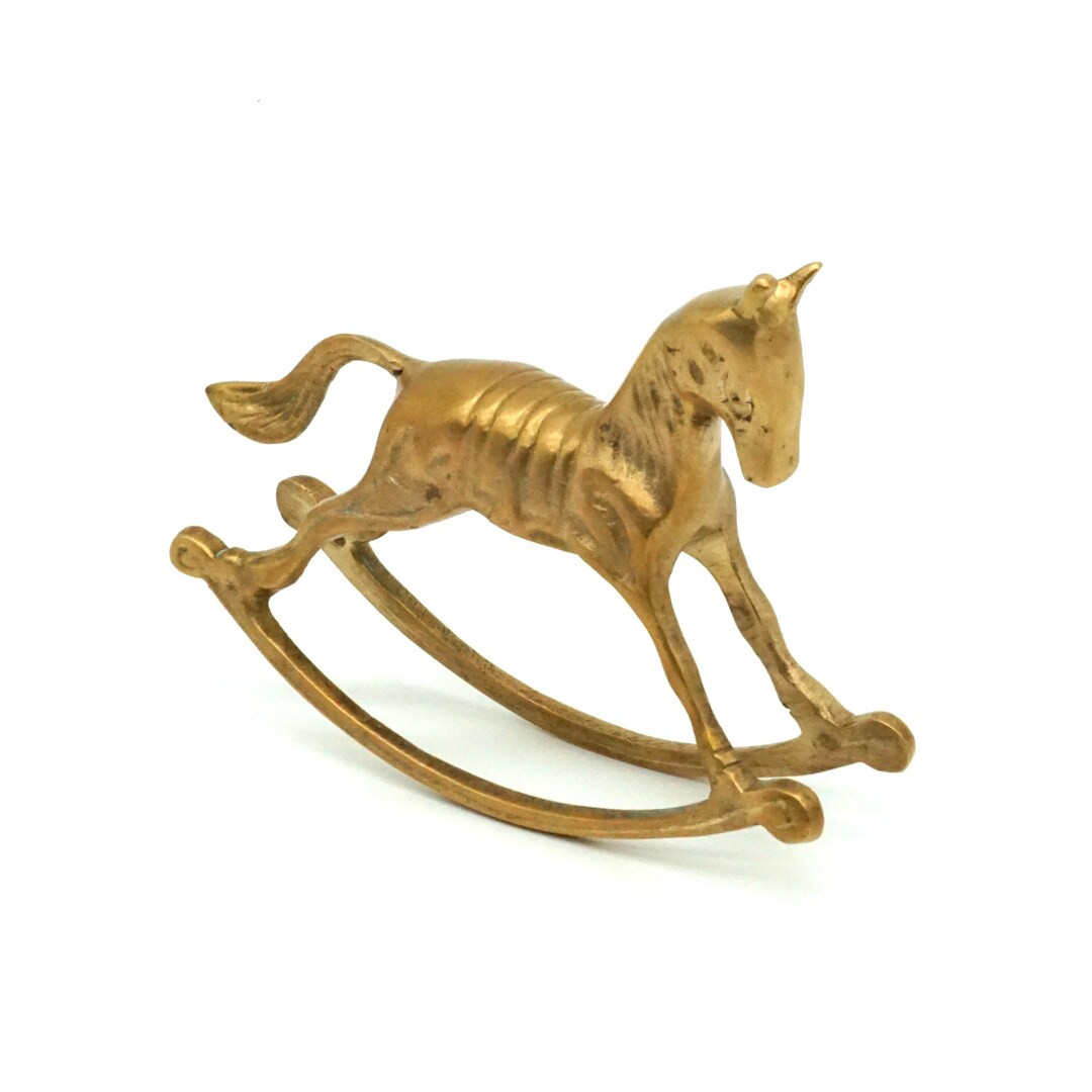 Rocking Horse Figurine - Vintage Solid Brass - Etsy | Etsy (US)
