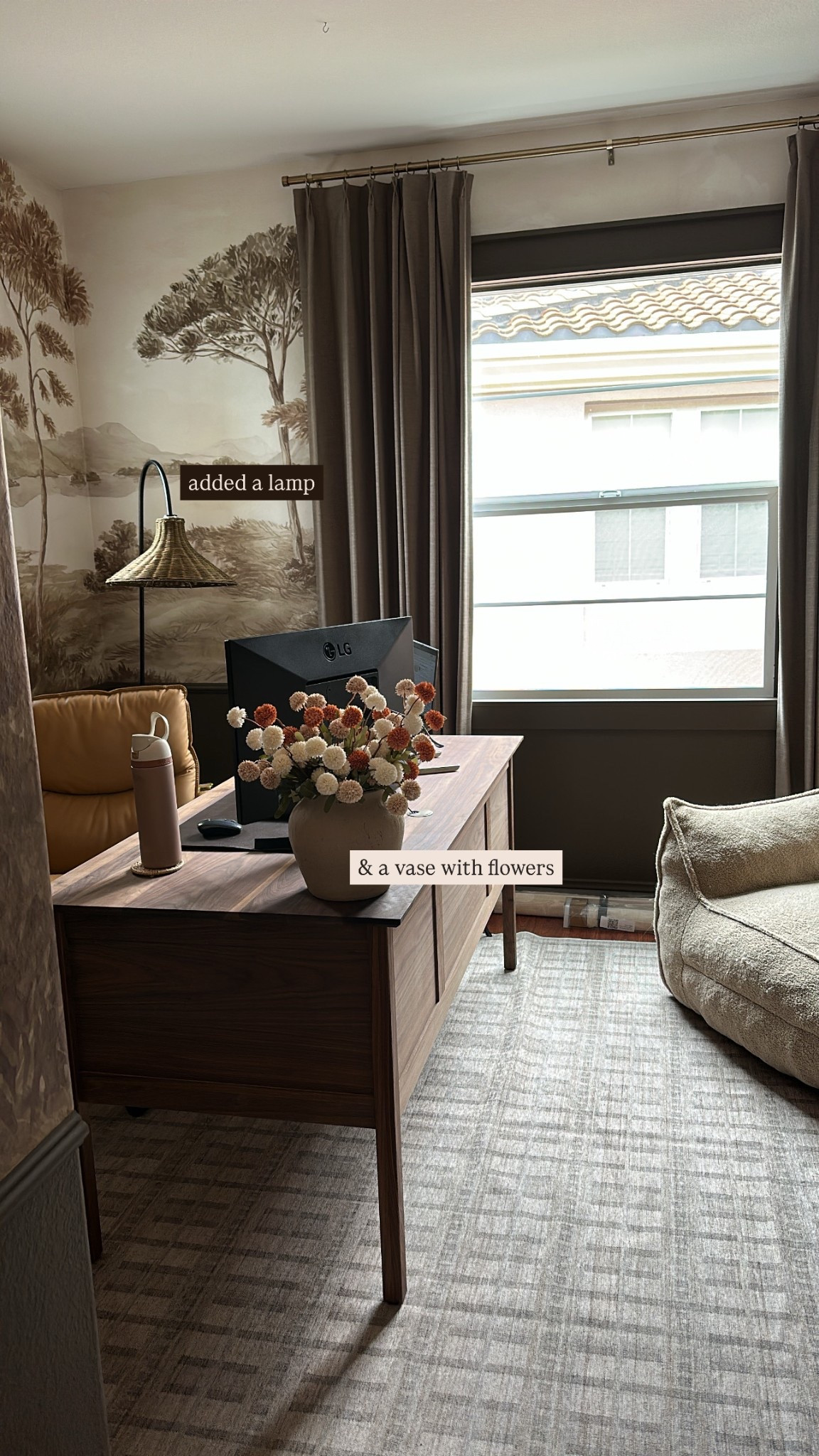 Rattan floor lamp, vase with faux flowers 

#LTKSeasonal