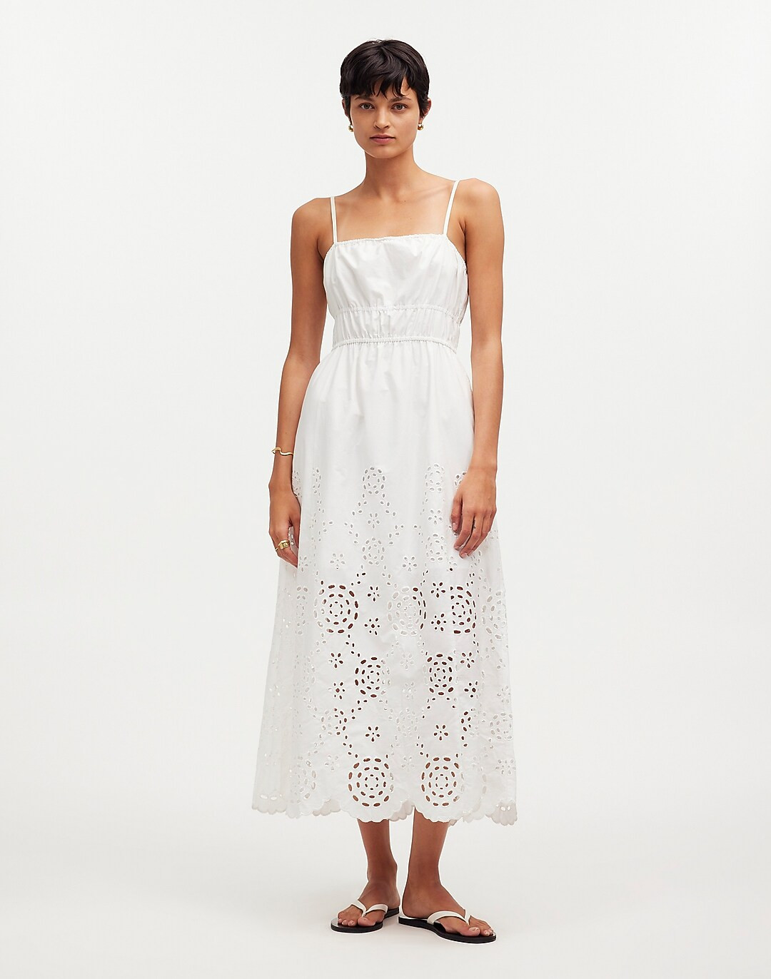 Embroidered Tank Midi Dress in Poplin | Madewell