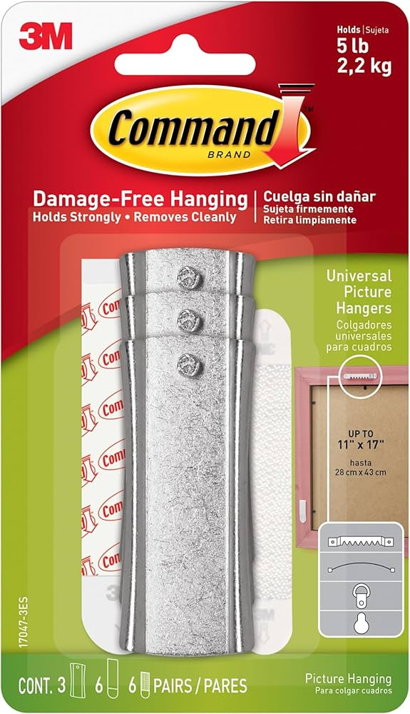 Command 5 lb Universal Picture Hanger, 3 Frame Hangers, 6 Command Strips and 6 Frame Stabilizer S... | Amazon (US)