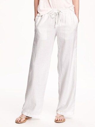 Old Navy Womens Mid-Rise Linen-Blend Pants For Women Bright White Size L | Old Navy US
