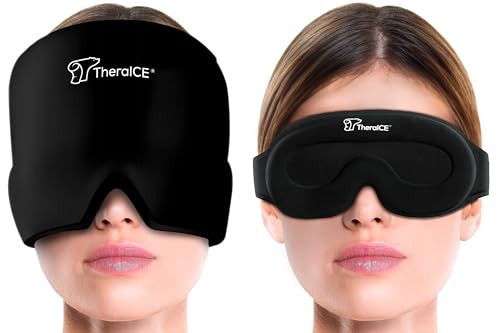 TheraICE Migraine Headache Relief Cap, Hot & Cold Therapy Hat, Migraine Relief Cap, Cool Gel Head Wrap, Headache Cap Ice Pack Mask + TheraICE Cooling Gel Relief Sleep Mask | Amazon (US)