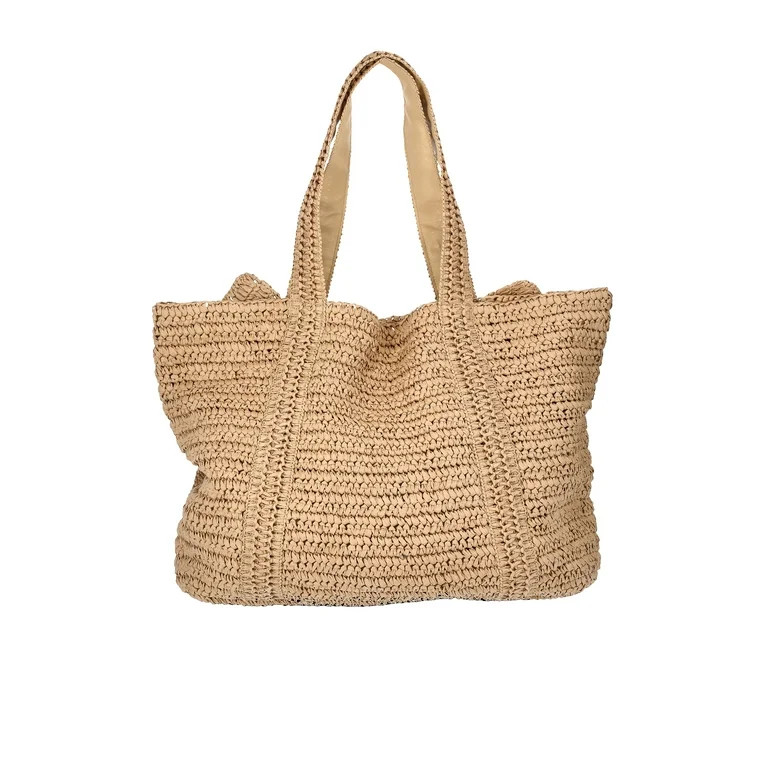 Time and Tru Women's Ruffle Tote Bag, Natural | Walmart (US)
