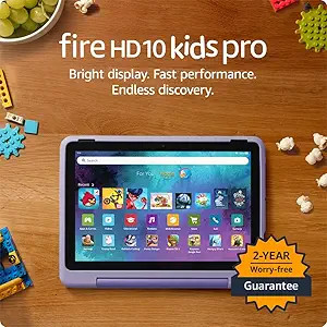 Amazon Fire HD 10 Kids Pro tablet, ages 6-12. Bright 10.1" HD screen, includes ad-free content, r... | Amazon (US)