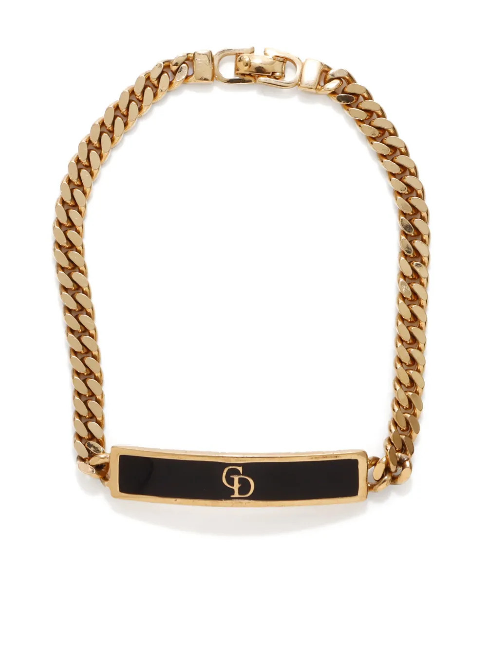 Christian Dior Pre-Owned logo-plaque chain bracelet - Gold | Farfetch Global