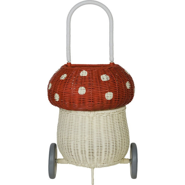 Rattan Mushroom Luggy, Red | Maisonette