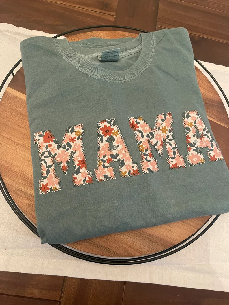 Comfort Colors Mama Embroidered Fall Floral Applique Short Sleeve Shirt  | Simple Mama Top, Gift ... | Etsy (US)