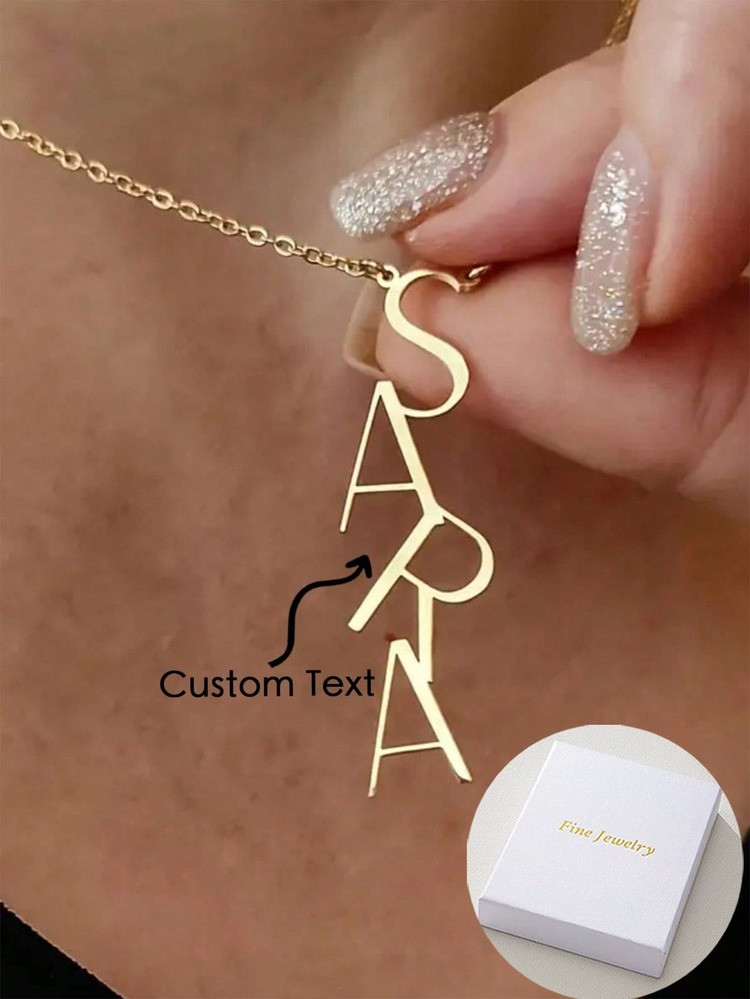 Custom Vertically Arranged Pendant Necklace, A Unique And Meaningful Gift, Warm And Unique Accessory Jewelry, Light Luxury Women's And Men's Jewelry Accessories, A Surprise Gift For Loved Ones,School Supplies,Back To School,For Office,For School,For Classroom,For Teacher Gifts,For University,For Colleague,For Dorm Rooms,For Teacher,For Boys And Girls,For Teenagers,Junior High School Students,Middle School Students,High School Senior High School Students,College Students,University Students,Freshman,Sophomore,Underclassmen | SHEIN