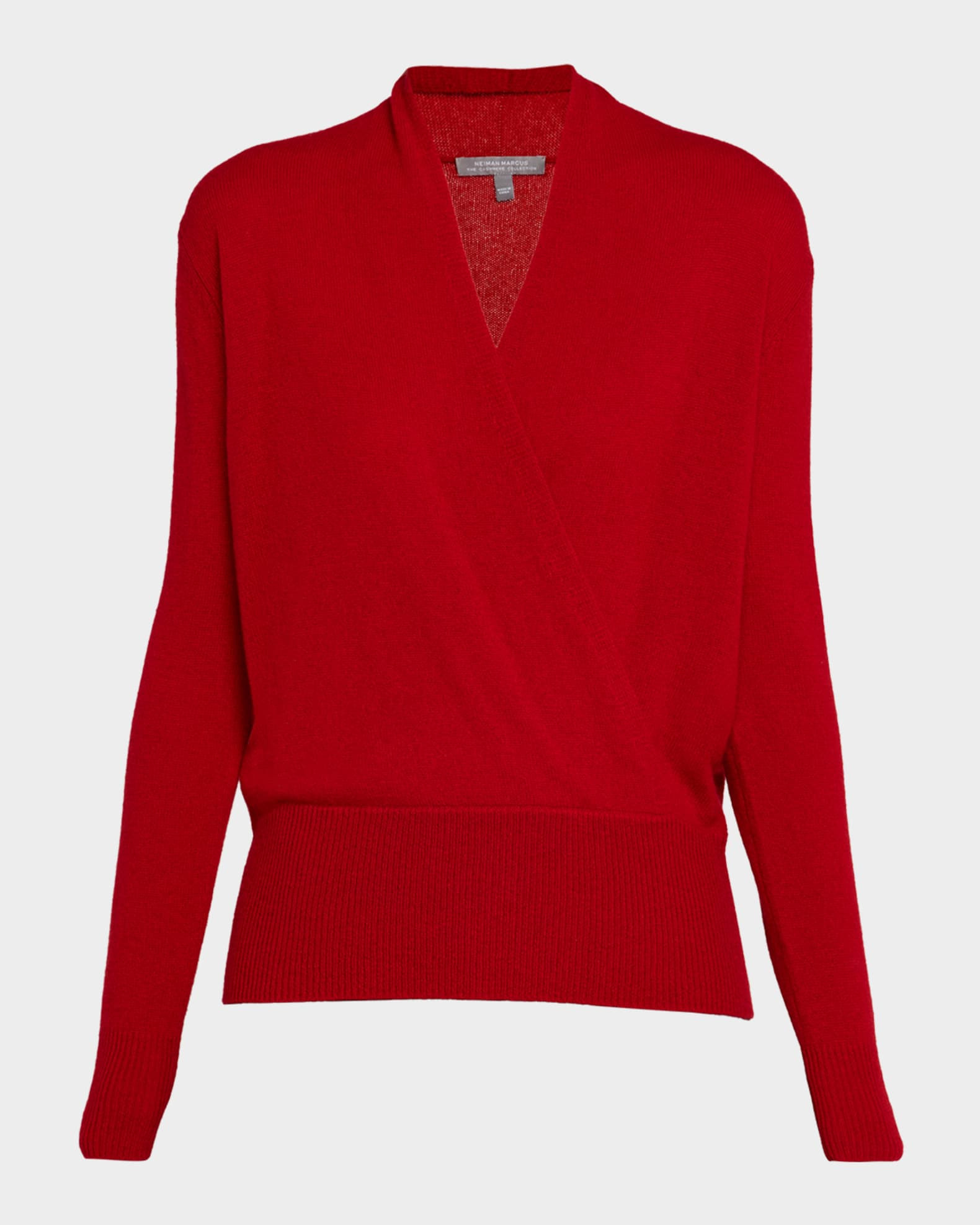 Neiman Marcus Cashmere Collection Cashmere Faux Wrap Sweater | Neiman Marcus